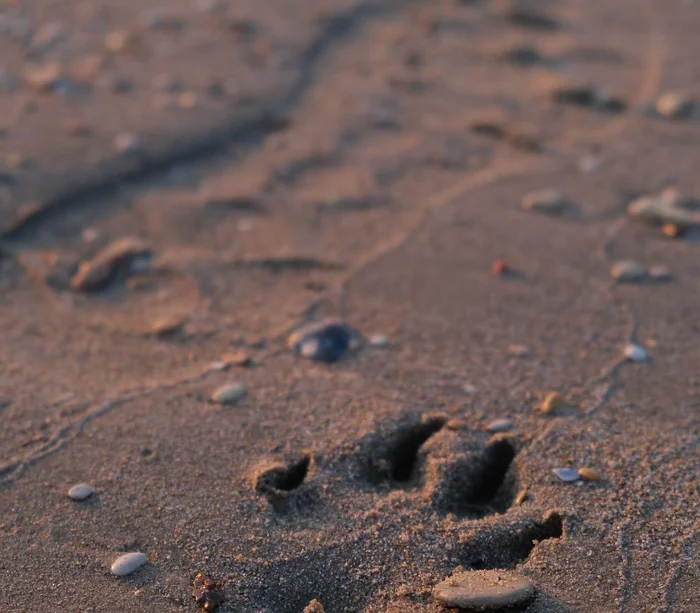 Un resort sul Conero con spiaggia privata Impronta di zampa di animale sulla sabbia con piccoli sassi