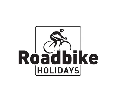 What could be better than a bike hotel in the Marche region? Logo with stylized cyclist and text Roadbike Holidays